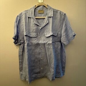 Everlane Light Blue Short-Sleeve Linen Camp Shirt